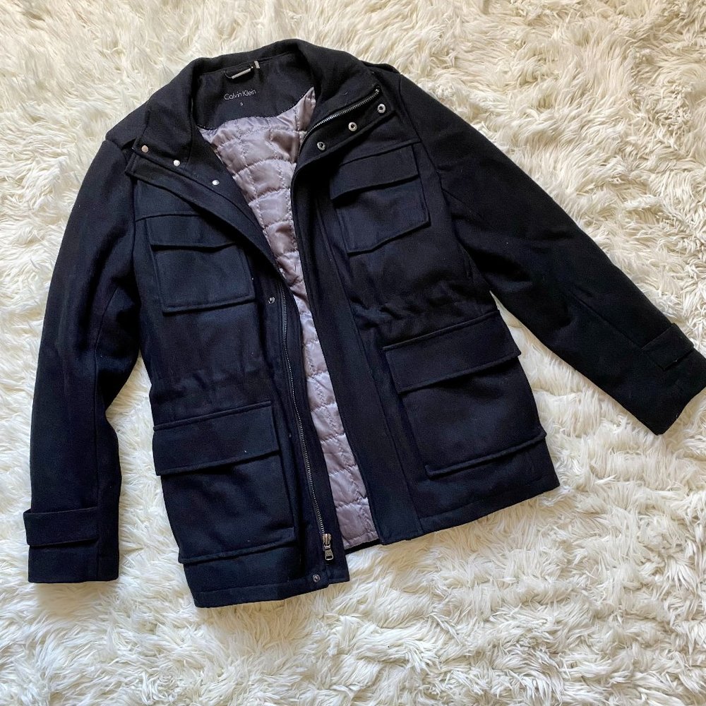 Men's Black Calvin Klein Peacoat, size Small